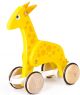 Дървена играчка Hape - Жираф на колела за дърпане