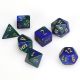 Комплект зарчета за настолни игри Chessex: Gemini Polyhedral Blue-Green/Gold, 7 бр.