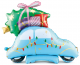 Коледен фолиев балон PartyDeco - Кола с подаръци