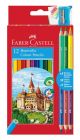 Комплект 12 цветни моливи Faber-Castell + 3 разноцветни двувърхи