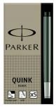 Комплект 5 бр. дълги черни патрончета (пълнители) Parker за писалки, Quink - Black