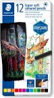 Комплект цветни моливи в метална кутия Staedtler Design Journey Super Soft, 12 цвята