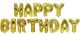 Комплект златисти фолиеви балони - букви Happy Birthday