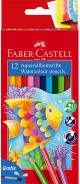 Цветни моливи Faber-Castell, 12 цвята + четка