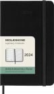 Джобен черен седмичен тефтер - органайзер Moleskine Diary Black за 2024 година с твърди корици