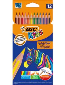 Цветни моливи BIC Kids Evolution Stripes, 12 цвята