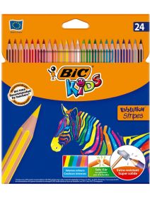Цветни моливи BIC Kids Evolution Stripes, 24 цвята