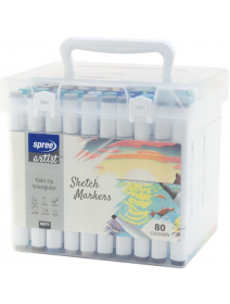 Двувърхи маркери Spree Artist Sketch, 80 цвята, в кутия