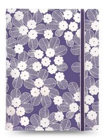 Тефтер Filofax Notebook Impressions Pocket Purple and White със скрита спирала, ластик и линирани листа