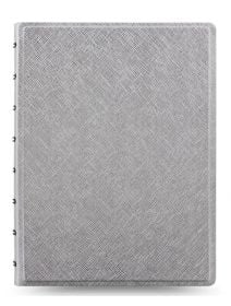 Тефтер Filofax Notebook Saffiano Metallic A5 Silver със скрита спирала, ластик и линирани листа