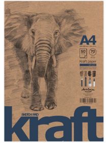 Скицник Drasca Elephant Kraft, A4 50 листа