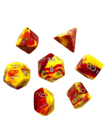 Комплект зарчета за настолни игри Chessex: Red-Yellow/Silver, 7 бр.