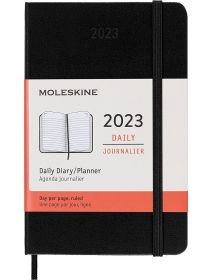 Черен джобен ежедневник тефтер - органайзер Moleskine Diary Black за 2023 г. с твърди корици