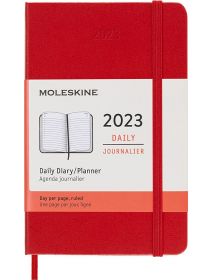 Червен джобен ежедневник тефтер - органайзер Moleskine Scarlet Red за 2023 г. с твърди корици