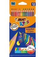 Цветни моливи BIC Kids Evolution Stripes, 12 цвята
