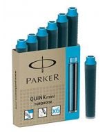 Комплект 6 бр. патрончета (пълнители) Parker за писалки, тюркоазеносини
