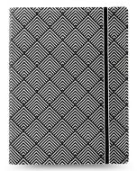 Тефтер Filofax Notebook Impressions Pocket Black and White Deco със скрита спирала, ластик и линирани листа