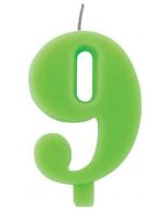 Зелена свещичка за рожден ден - цифра девет