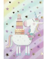 Картичка Busquets за рожден ден: Еднорог с торта