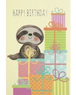 Картичка Busquets за рожден ден: Енот върху подаръци