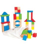 Игрален комплект Hape - Дървени кубчета, 50 броя