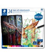 Комплект цветни моливи в метална кутия Staedtler Design Journey Super Soft, 24 цвята