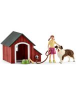 Комплект Schleich: Момиче с куче и колибка