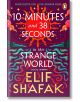 Корицата на "10 минути и 38 секунди в този странен свят", съвременен литературен роман от Елиф Шафак, включва ярък залез, стилизиран мост, вълни, смели шарки и текст, който подчертава, че романът е включен в списъка на наградата "Букър".-1-thumb