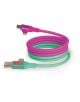 4-в-1 кабел за зареждане Legami Magneticent - Electric Aura е навит, многоцветен кабел със зелена и лилава оплетка отвън и конектори USB, USB-C и Lightning.-4-thumb