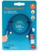 4-в-1 кабел за зареждане Legami Magneticent - Petrol, 120 см, осигурява бързо зареждане и включва Type-C, Lightning, USB и Micro USB конектори. Опаковката ясно илюстрира магнитния кабел и четирите му накрайника.-5-thumb