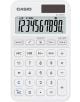 Джобен калкулатор Casio SL-310YC-WE, бял, с голям LCD дисплей (показващ 1234567890), модерен дизайн и функционални сиви и бели бутони за математически и данъчни изчисления.-1-thumb