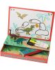 Магнитен комплект за игра Floss & Rock - Dino включва динозавърски магнитни фигури, фон, магнитна дъска и три цветни маркера-идеален за рисуване и творческа игра.-3-thumb