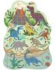 Пъзел Floss & Rock, Dino - Динозаври, 120 части е цветен илюстрован пъзел за деца с динозаври като T-Rex, Triceratops, Stegosaurus и други сред растения и вулкан, с етикетирани имена.-3-thumb