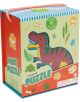 Пъзел Floss & Rock, Dino - Динозаври, 120 части се предлага в цветна кутия с въжена дръжка и има зелен и лилав Т. рекс, кости, листа и е подходящ за възраст 6+, както е посочено на предупредителния етикет.-1-thumb