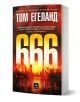 Книга, озаглавена "666", с корица, на която е изобразено огнено червено-оранжево небе над градски силует. На лицевата страна доминира голямо жълто "666", с името на Том Егеланд, български текст и препратки към Откровение на св. Йоан Богослов и Бьорн Белть-1-thumb