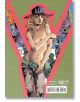 Стилизираната комикс корица за "JoJo's Bizarre Adventure Part 7 - Steel Ball Run, Vol. 7" изобразява жена с шапка LUCY, топлес, с една ръка, покриваща гърдите ѝ, на фона на розови и зелени ивици с Y-образни комикс сцени зад нея.-3-thumb