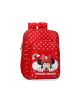 Червена раница Pepe Jeans Minnie Rainbow Red с едно отделение, бели точки и илюстрация на Minnie Mouse, дъга и звезди. Текстът "Minnie Mouse" е отпечатан върху предния джоб - идеална раница за тийнейджъри.-5-thumb