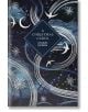 Корицата на "Коледна песен" (Vintage Collector's Classics): тъмен звезден фон с вихрени бели линии, снежинки и птици, както и заглавието и авторът в синя ромбовидна кутия - луксозно подаръчно издание.-1-thumb