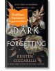 Корицата на книгата "A Dark Forgetting" от Кристен Чикарели, с видими тъмни цветя и листа, с оранжев стикер на български език, който частично покрива горния ляв ъгъл.-thumb
