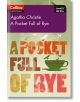Корица на книгата A Pocket Full of Rye Collins English Readers Level 5 CEF B2. Дизайнът показва птици, зелена чаша за чай и смел цветен текст на текстуриран зелен фон.-2-thumb