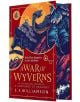 Корицата на книгата от специалното издание "Войната на виверните" е с илюстрирана синя виверна, която лети над червено-оранжев фон с въртящи се облаци, докато драконовият бунт се надига и се появяват намеци за тайния език на драконите.-thumb