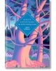 Корица на книгата "Приключенията на Алиса в Страната на чудесата" (Vintage Collector's Classics) с цветна, стилизирана горска сцена с розови и лилави дървета и централно синьо заглавие във формата на ромб.-1-thumb