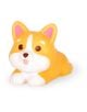 Legami Антистрес фигурка - Корги е сладка, изработена в анимационен стил плюшена играчка с оранжево-бяла козина, големи кръгли очи, розови уши, малко черно носле и изплезен език, докато лежи с предните лапи напред.-1-thumb