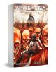 3D визуализирана корица на Attack on Titan Omnibus 11 (Vol. 31-32) от Хаджиме Исаяма, на която се вижда как мечоносец се изправя срещу гигантски титани с червена кожа. Това гигантско по размер издание на мангата включва томове 31 и 32.-1-thumb