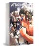 Корицата на книгата Attack on Titan Omnibus 7 (Vol. 19-21) на Хаджиме Исаяма, на която са изобразени герои, издигащи се титани и въоръжени войници, докато историята наближава последния сезон на анимето.-1-thumb