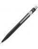Автоматичен молив Caran d'Ache 844 Metal Collection, черен, с шестоъгълен алуминиев корпус, сребрист клипс, метални елементи и гумичка с бутон, представен на бял фон.-thumb