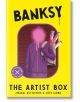 Яркожълта корица за Пъзел The Artist Box: Бански показва безлика фигура с качулка и кутии със спрей, улавяща улично изкуство. Отдолу са изписани надписи "ДЕЙСТВИЯ И МНОГО ПОВЕЧЕ" и "Не е разрешено от художника".-2-thumb