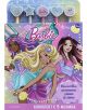 Барби: Комплект с 5 молива - цветни моливи с декоративни гумички и тефтерче. Корица с три Барби героя с цветни коси, брокат и миди. Текстът е на руски. Идеален творчески комплект за деца!.-1-thumb