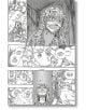 Подробна страница от мангата Berserk Deluxe Edition Vol. 7 показва две жени - едната в шарено наметало с качулка, а другата с къдрава коса - които разговарят емоционално в палатка за вещици и спасяването на Лука.-3-thumb