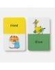 Двуезични картички на Ричард Скари: комплект от две картички за деца - на едната е изобразено "Friend" над две прегръщащи се животни, а на другата - "El ave" под цветна птица с шапка и жилетка. Идеални за игриво изучаване на езика!.-3-thumb